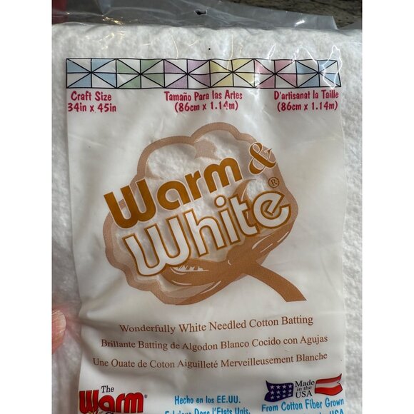 Warm & White Craft Size Cotton Batting 34"x45" - Picture 1 of 8